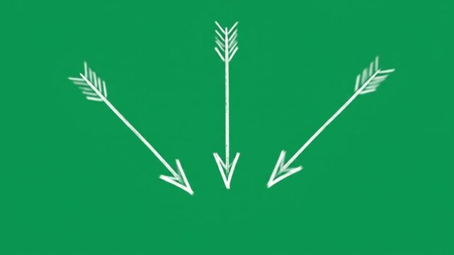Hand Drawn White Triple Arrows Pointing Down Green Screen Overlay Animation