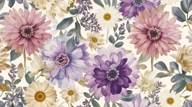Soft Watercolor Flowers Background
