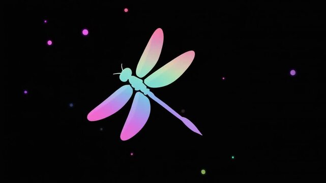 黒背景にプリズムのトンボが動くビデオ