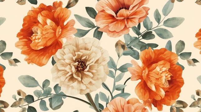 Watercolor Peony Flowers Background
