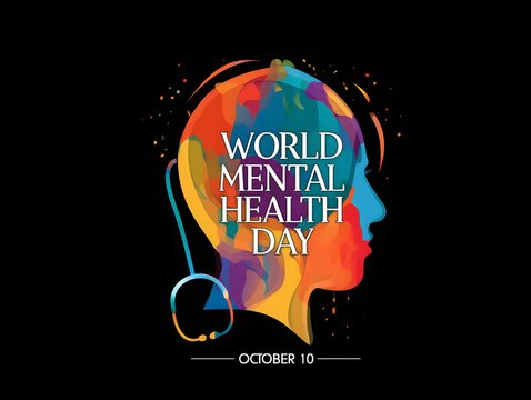 World mental health day colorful head silhouette