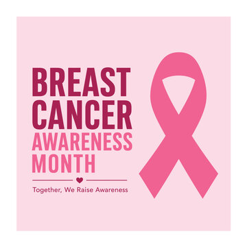 Breast Cancer Awareness Month Pink Ribbon Campaign Poster with Raise Awareness Message