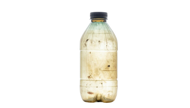old plastic bottle isolated on transparent background, PNG