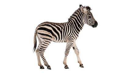 Wild zebra animal walking sideways safari wildlife isolated on transparent background © Daniel