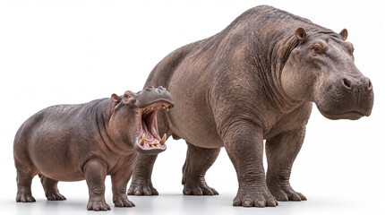 Fototapeta premium Modern Hippo and Prehistoric Giant Hippo Comparison
