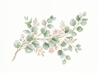 Obraz premium vector illustration of a branch with green leaves