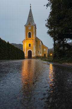 Church of St Valentine with clock tower in žusem, Slovenia