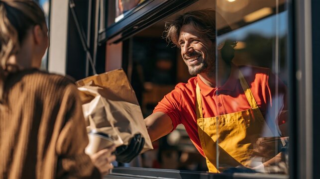 Friendly Fast Food Service at Drive Through Window