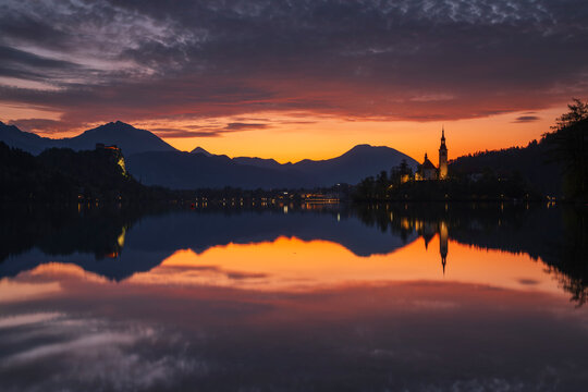 Church of the assumption of the virgin mary and Bled Castle