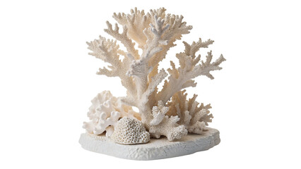 White decorative sea coral branch marine ornament isolated on transparent background © S-Vega