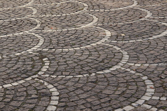 Cobblestone Pattern Close Up in a Rural Village Square in Central Italy