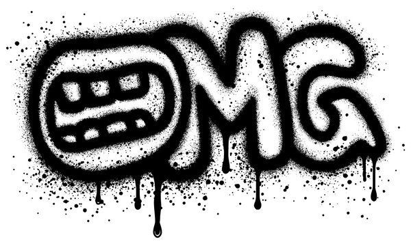 Spray Painted Graffiti OMG Word Sprayed isolated with a white background. Vector illustration.