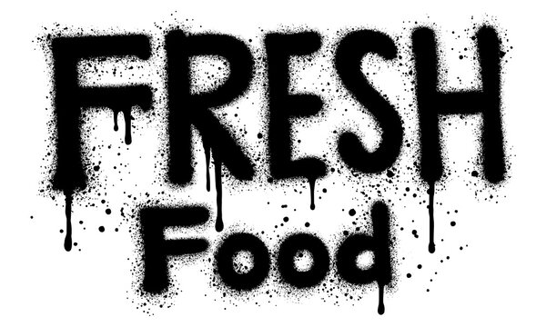 fresh food text graffiti style with black spray paint for food industry