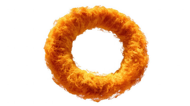 Torus shaped fire plume isolated with shape against transparent on transparent background