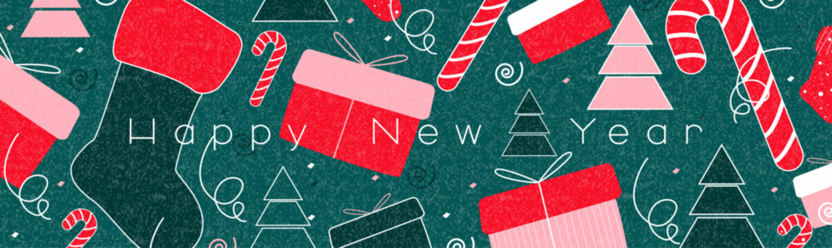 Happy New Year horizontal banner.