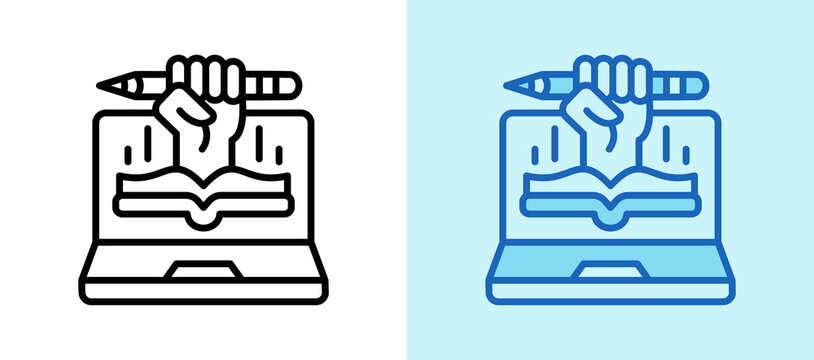 Digital Education whiteblue icon illustration