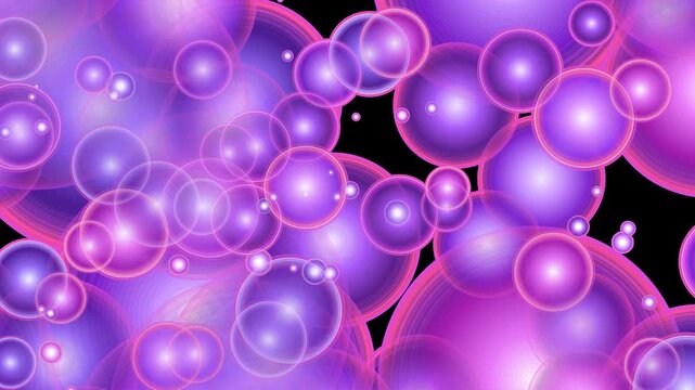 Vibrant purple and fuchsia bokeh light particles dynamically floating, creating a captivating abstract background for contemporary designs and digital projects