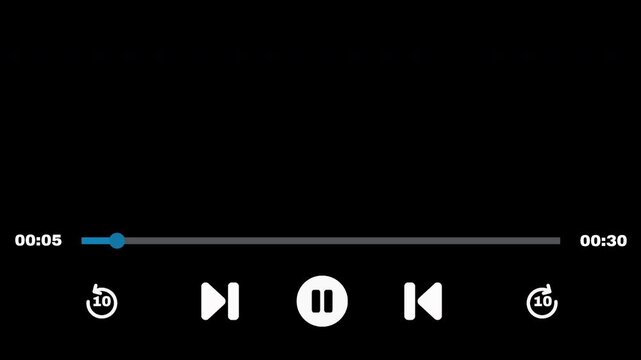 Minimalist Video Player User Interface Motion Graphic Loop Animated Progress Bar with Play Pause Controls With Alpha Channel