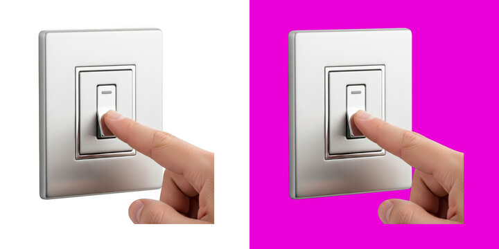 Modern light switch being pressed background transparent png