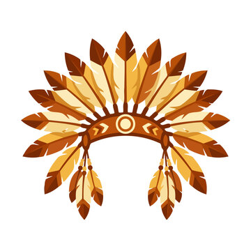 Traditional native american headdress with colorful feathers for cultural festival or tribal ceremony costume Vector