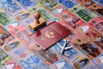 Brunei passport for travelling, flying and doing business. Brunei document, id © chernikovatv