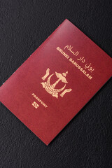 Brunei passport for travelling, flying and doing business. Brunei document, id © chernikovatv