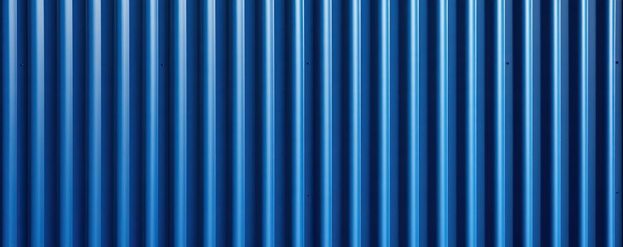 Deep blue corrugated metal surface with vertical ribbed texture