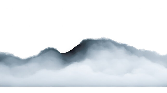 Dense rolling fog wave isolated with atmospheric visual element on transparent background