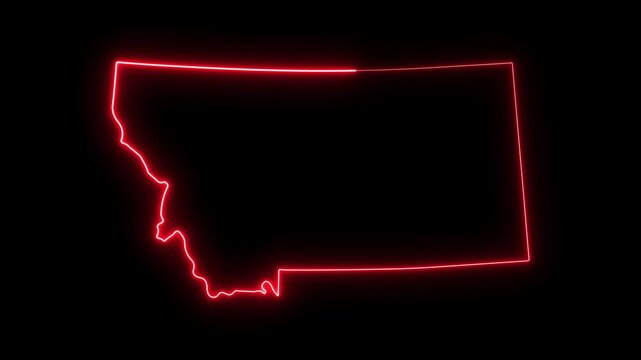Glowing neon outline of montana state map on black background