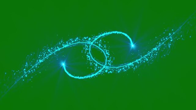 Glowing white particles forming a twinkling star trail with magical sparkle dust, fairy doodle stars and bright starlight flare on green background, festive cinematic overlay, seamless 4k loop