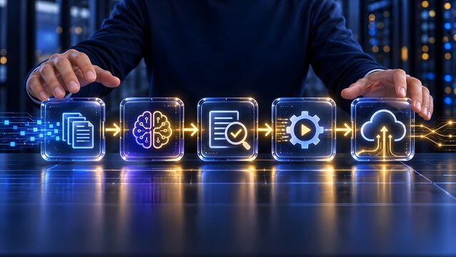 Digital workflow automation process integrating artificial intelligence document analysis and cloud computing management