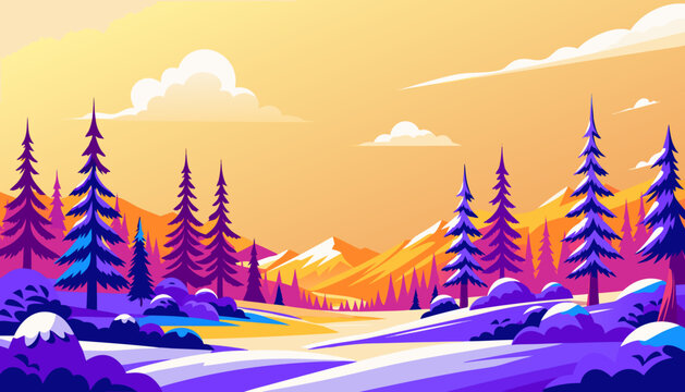 winter landscape with snow mountain
