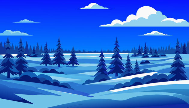winter landscape with snow mountain