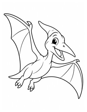 Cute cartoon dinosaur outline vector illustration coloring page for children isolated on white background