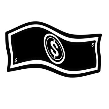 Wavy dollar bill banknote vector icon illustration isolated on white background