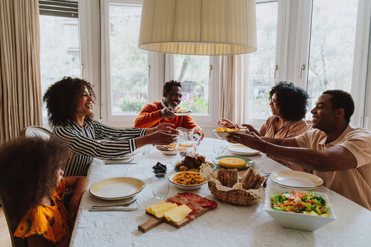 Family reunited for lunch on the holidays.