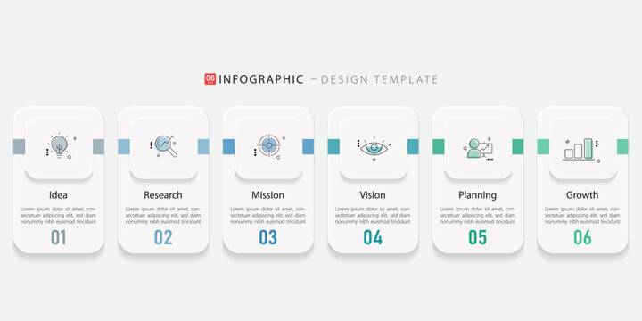 Infographic template. 6 Step timeline journey, Flat simple infographics design template. presentation graph. Business concept with numbers 6 options or steps vector illustration.