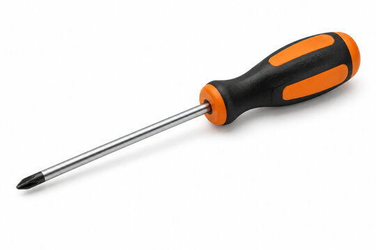 Phillips Screwdriver with Orange and Black Handle Isolated