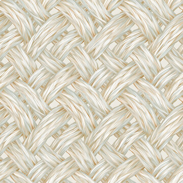 Seamless woven wicker texture pattern in neutral beige tones