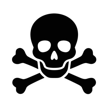 icon silhouette skull and two crossbones vector illustration