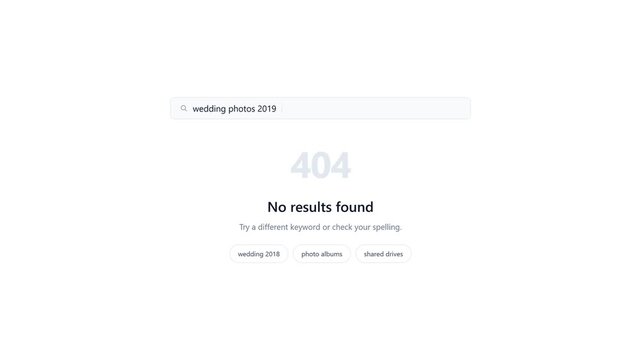 Search Error Screen Showing No Results Found Message