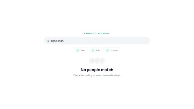 User Interface Showing No Results in a People Directory Search