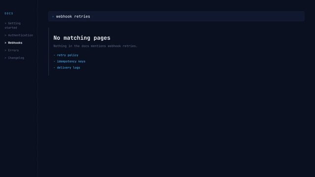 Search Interface Displaying No Matching Pages for Api Query