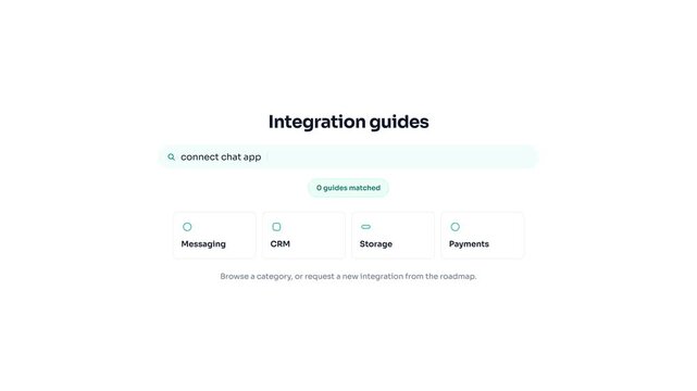 Integration Guides Search Interface Showing Empty State Results