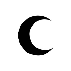 Hand drawn black crescent moon silhouette vector icon isolated on white background for celestial design editable eps © MDANISURRAHMAN