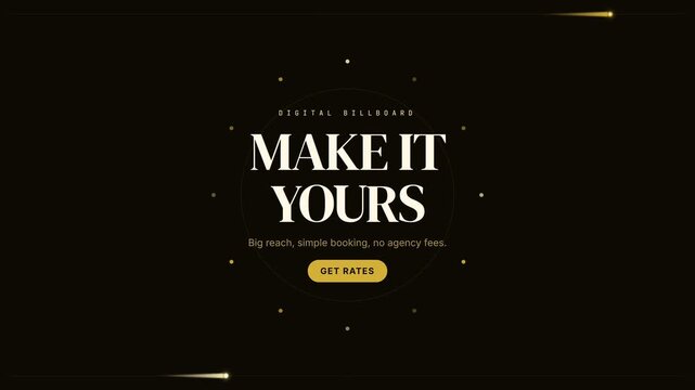 Billboard Advertisement Animation with Gold Cosmic Elements