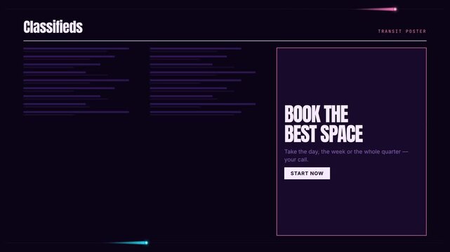 Futuristic Interface Space Booking Advertisement Animation