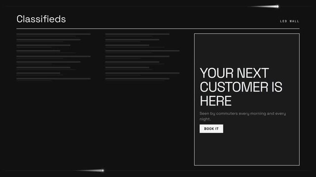 Advertising Interface Featuring Classifieds and Booking Call to Action
