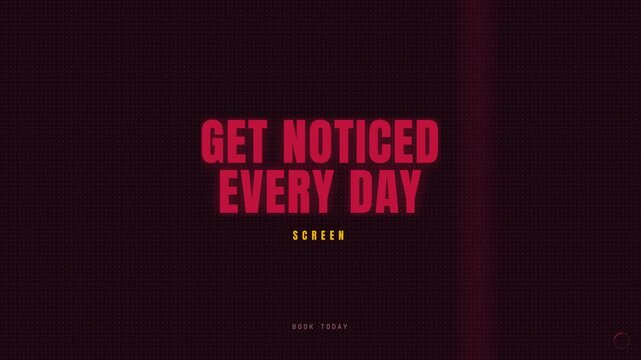 Advertising Screen Motion Graphic with Red Text on Dark Background