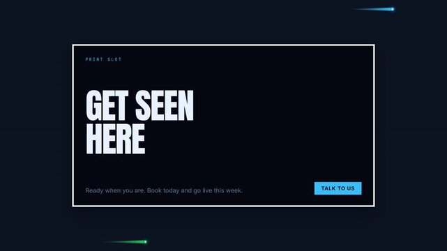 Advertising Space Mockup with Get Seen Here Text on Dark Screen